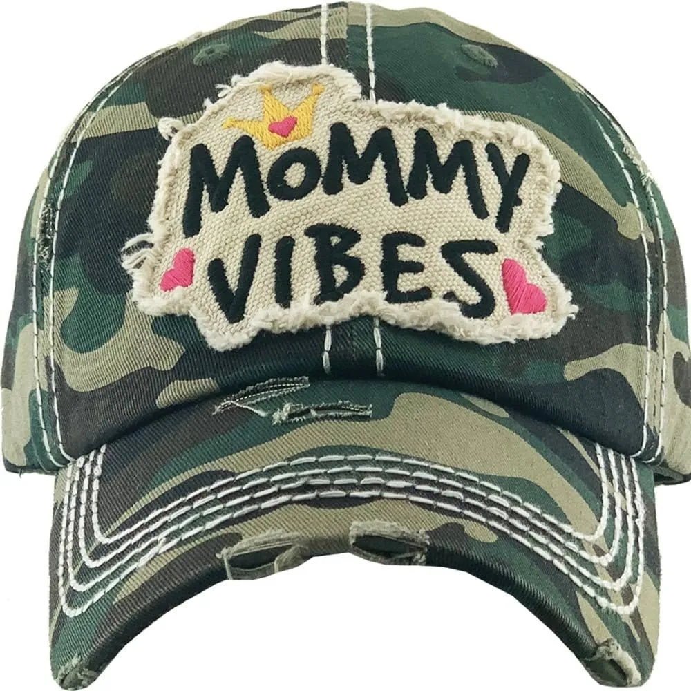 KBV1334 "Mommy Vibes" Vintage Washed Ball Cap