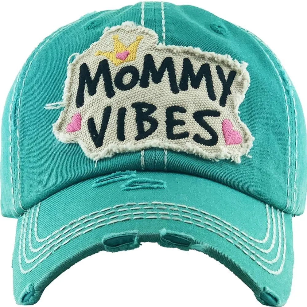 KBV1334 "Mommy Vibes" Vintage Washed Ball Cap