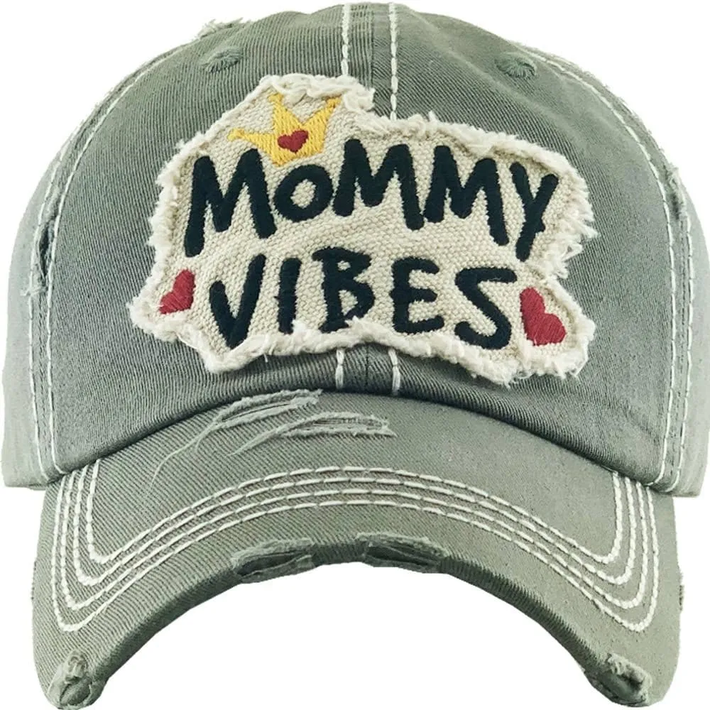 KBV1334 "Mommy Vibes" Vintage Washed Ball Cap