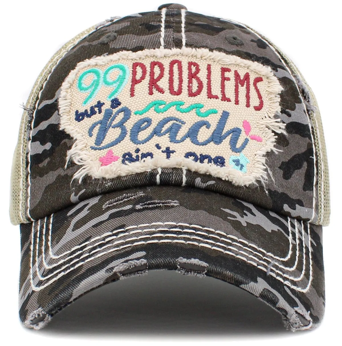 KBV1429 "99 Problems But A Beach Ain't" Vintage Distressed Ballcap