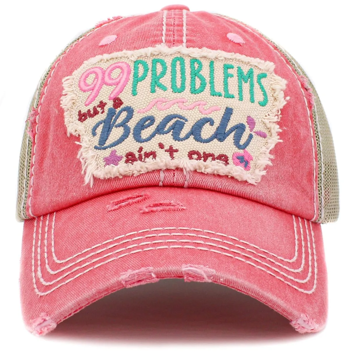 KBV1429 "99 Problems But A Beach Ain't" Vintage Distressed Ballcap