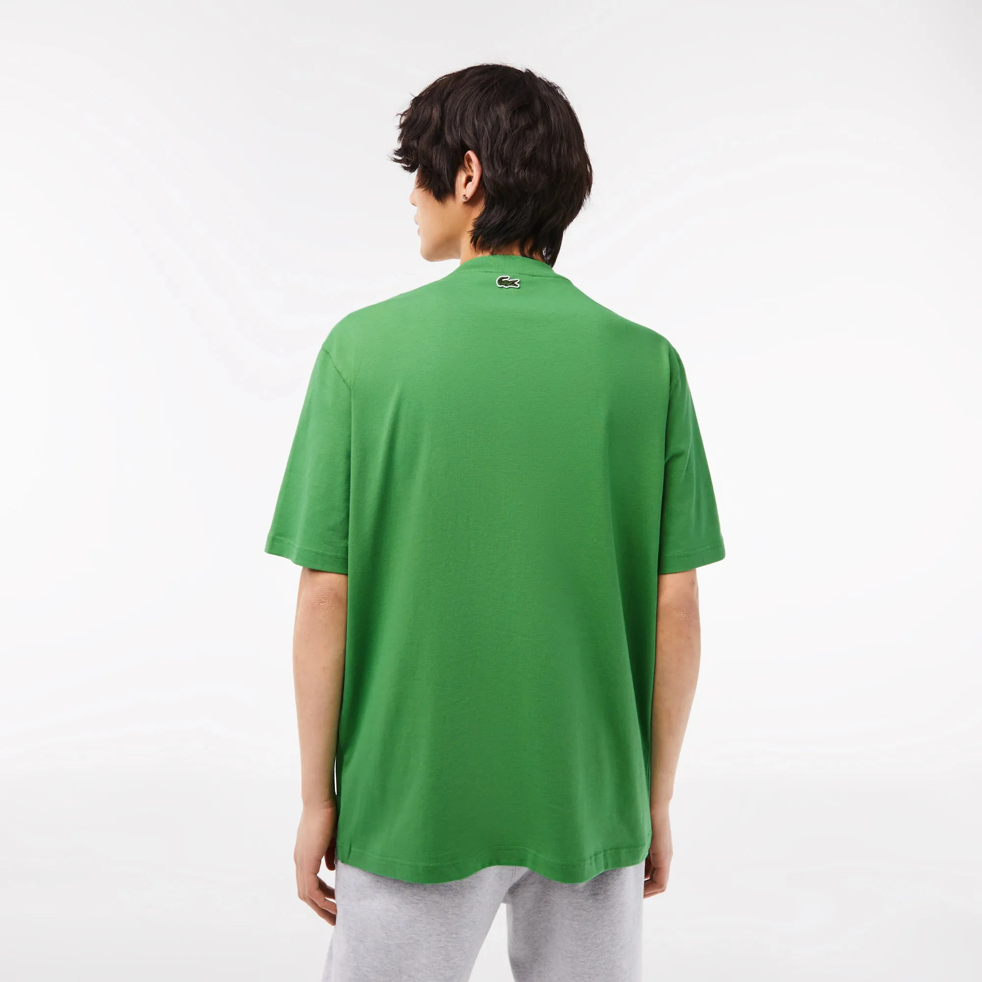 LACOSTE Men’s Crew Neck Loose Fit Crocodile Print T-Shirt