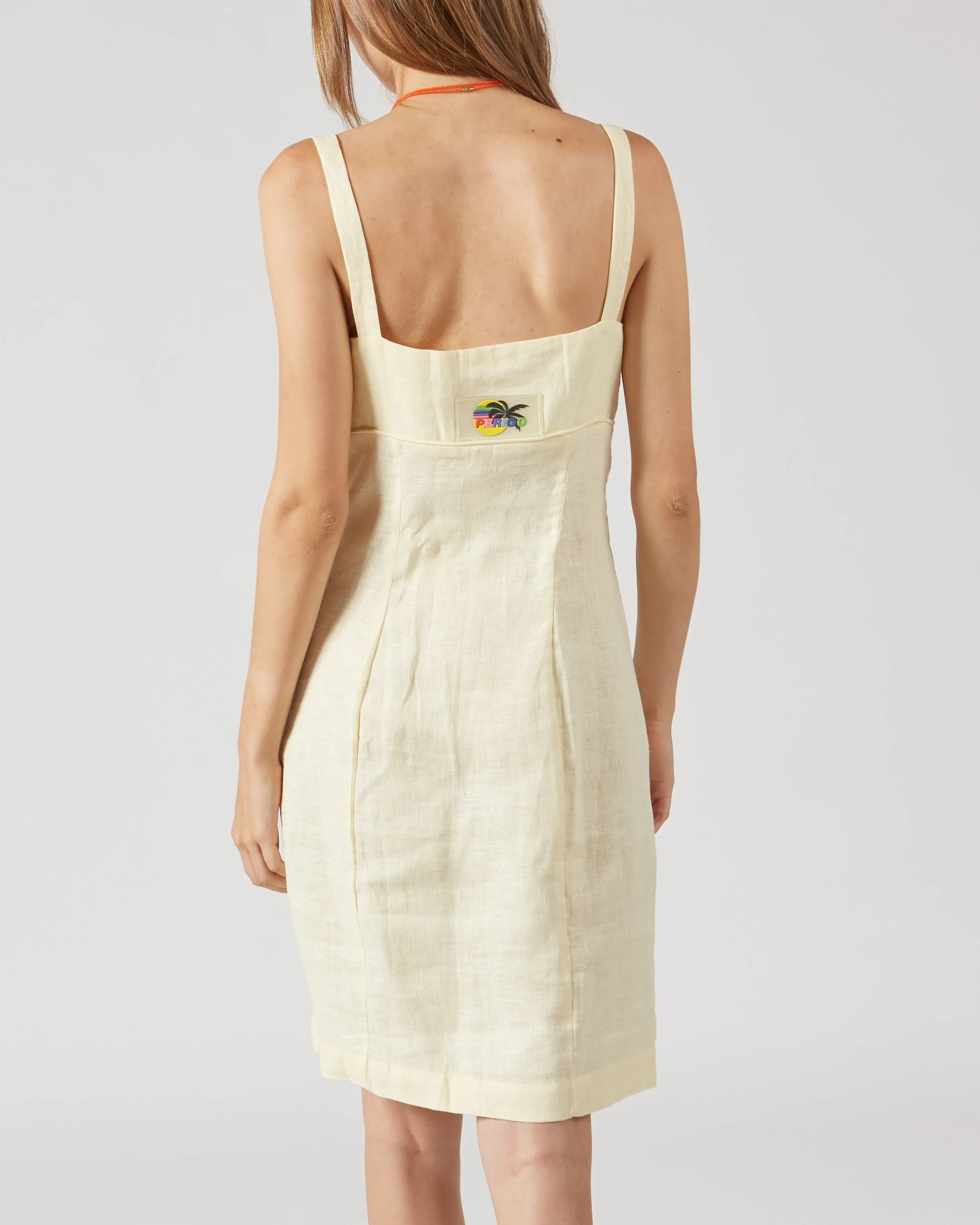 LINEN SHORT DRESS IN YELLOW