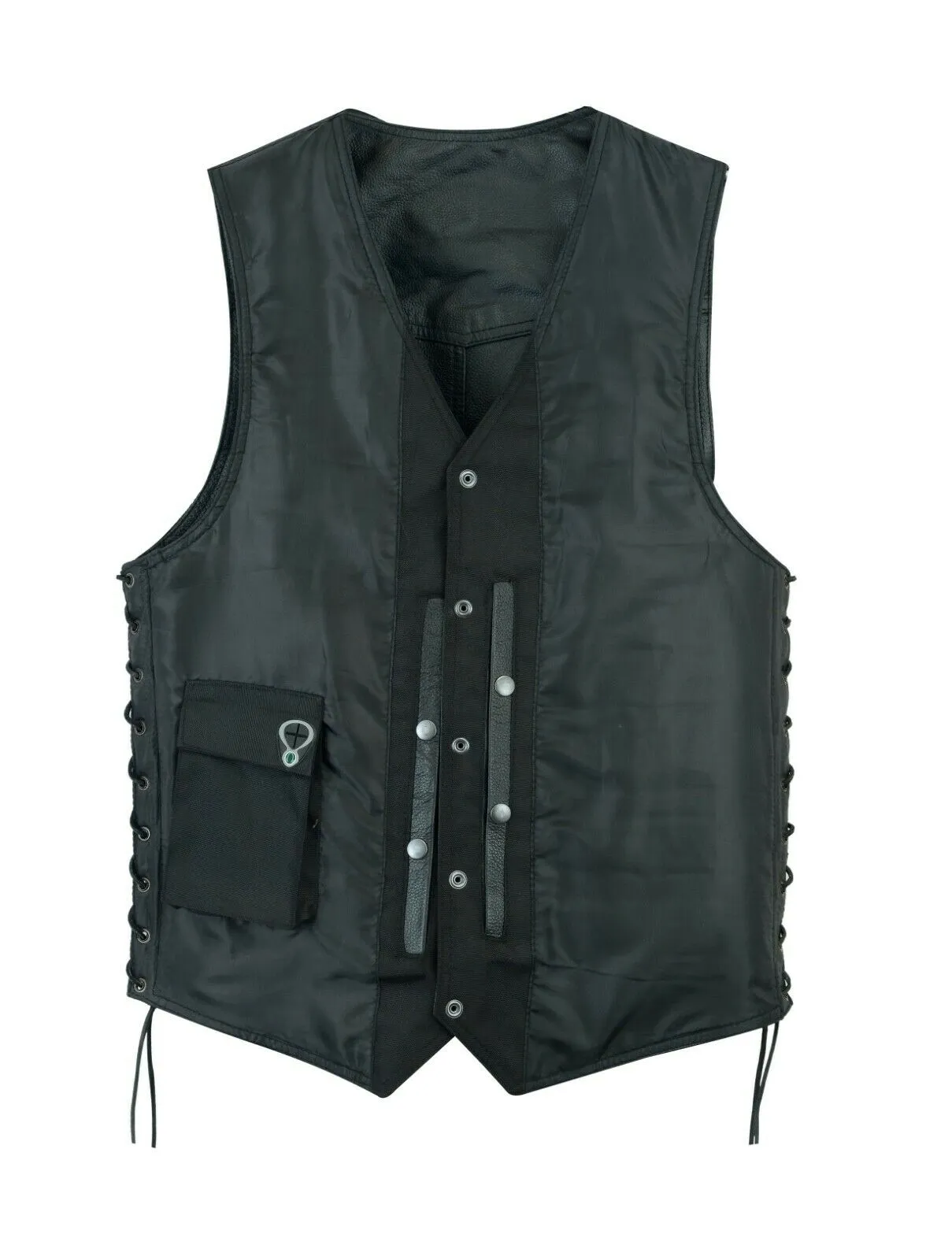 Men's Motorcycle Leather Western Vest Side Lacing