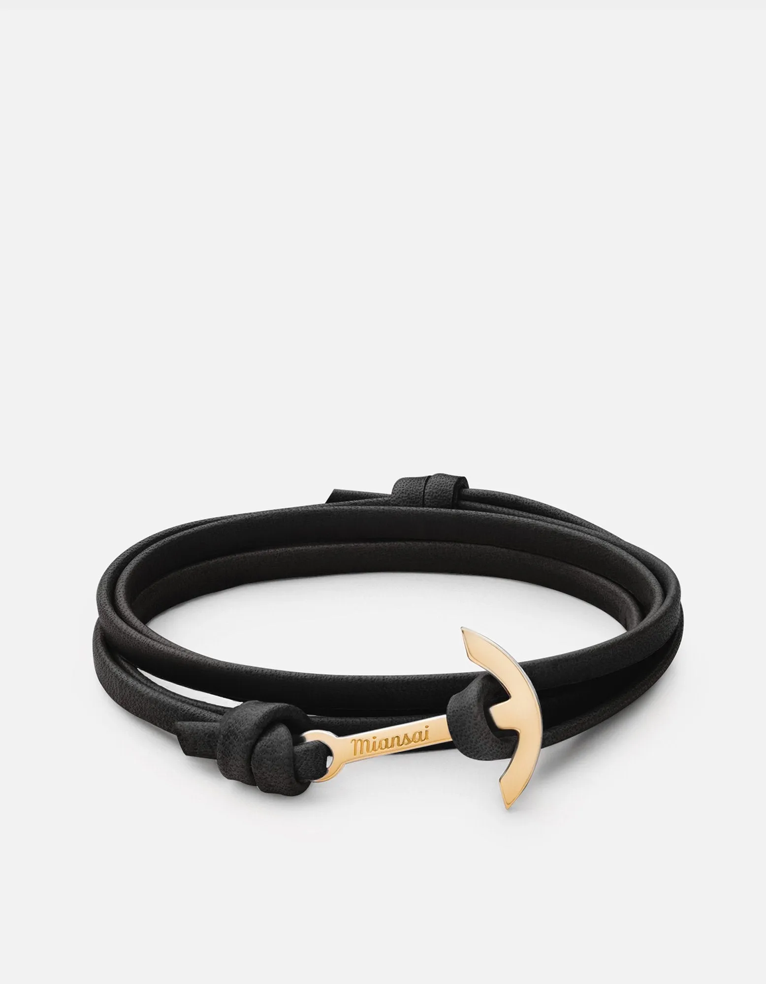 Mini Modern Anchor Leather, Gold