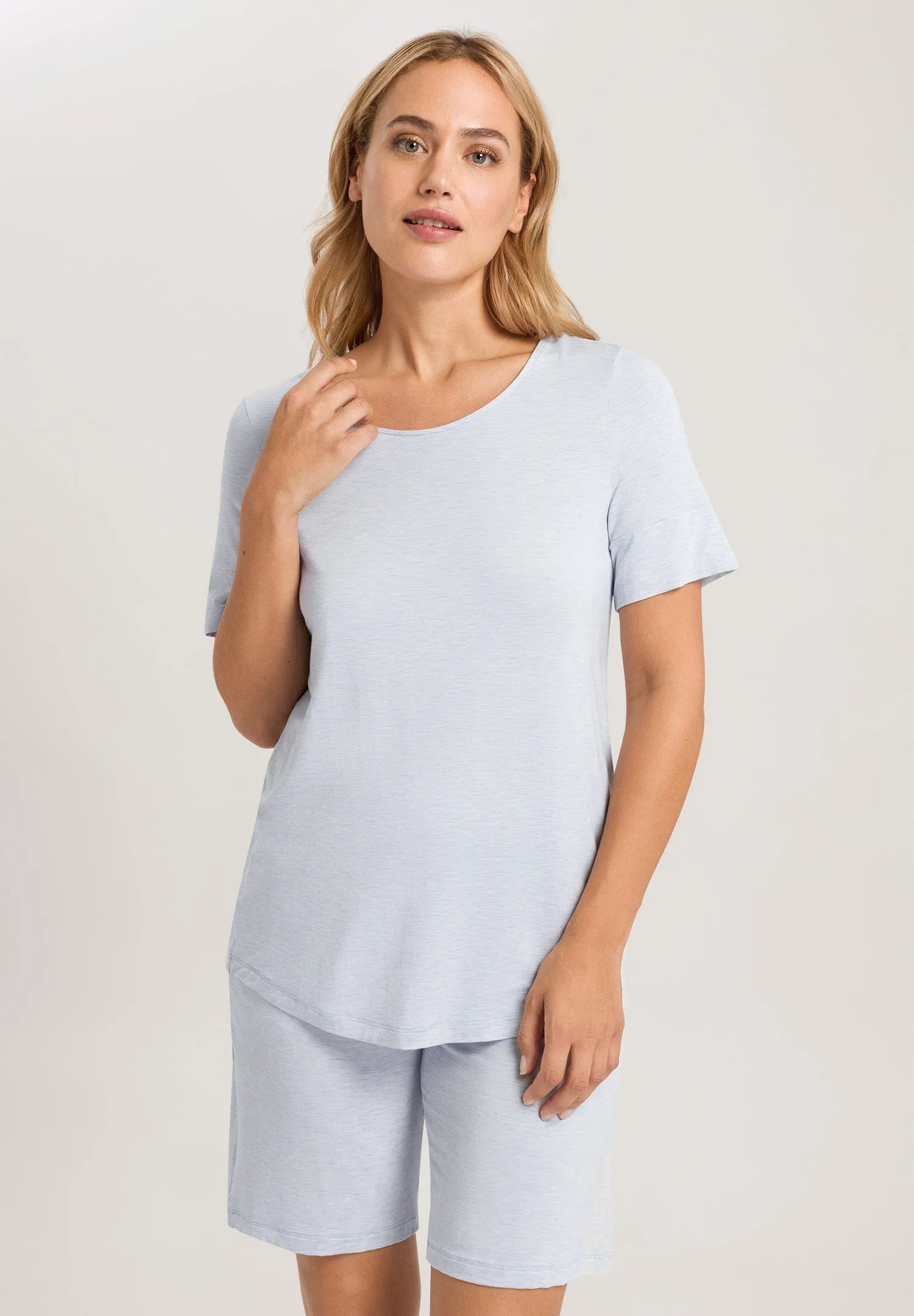 Natural Elegance Flowy Round Neck Top | Whispering Blue 74902-2503