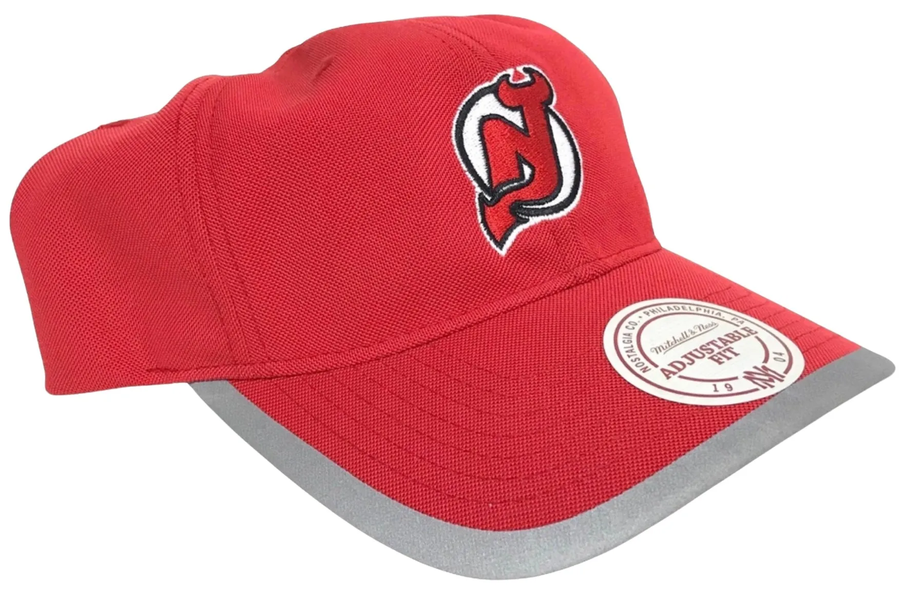 *New Jersey Devils* soft shell curved beak hats by Mitchell & Ness