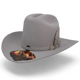 Official Carin Leon Cowboy Felt Hat with Silver Feather Silver Gray