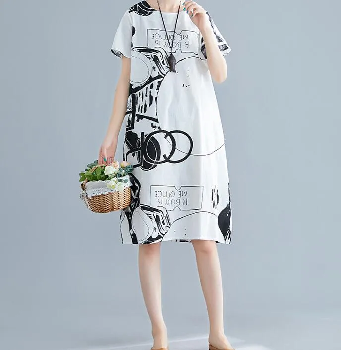 Print Loose Long Women Spring Dresses Plus Size