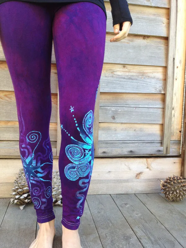 Purple Majesty Moon and Star Batik Leggings