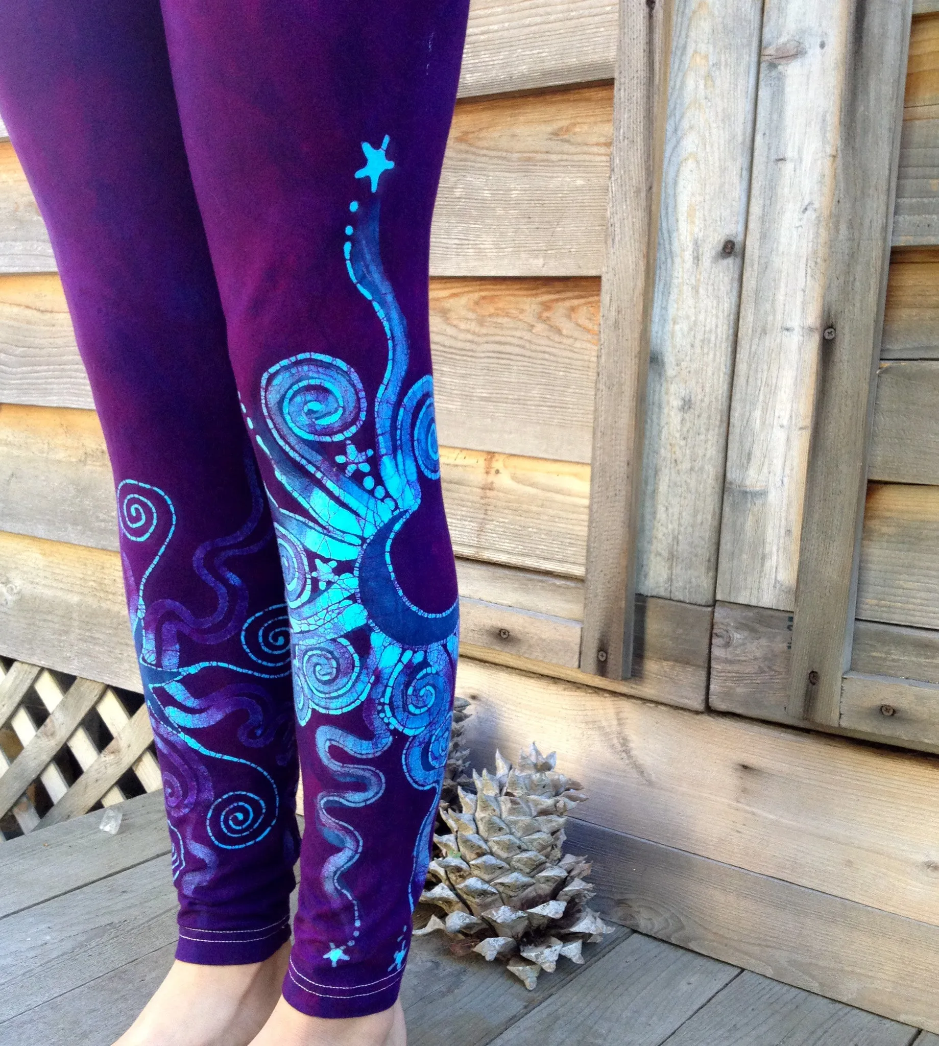 Purple Majesty Moon and Star Batik Leggings