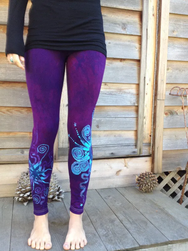 Purple Majesty Moon and Star Batik Leggings