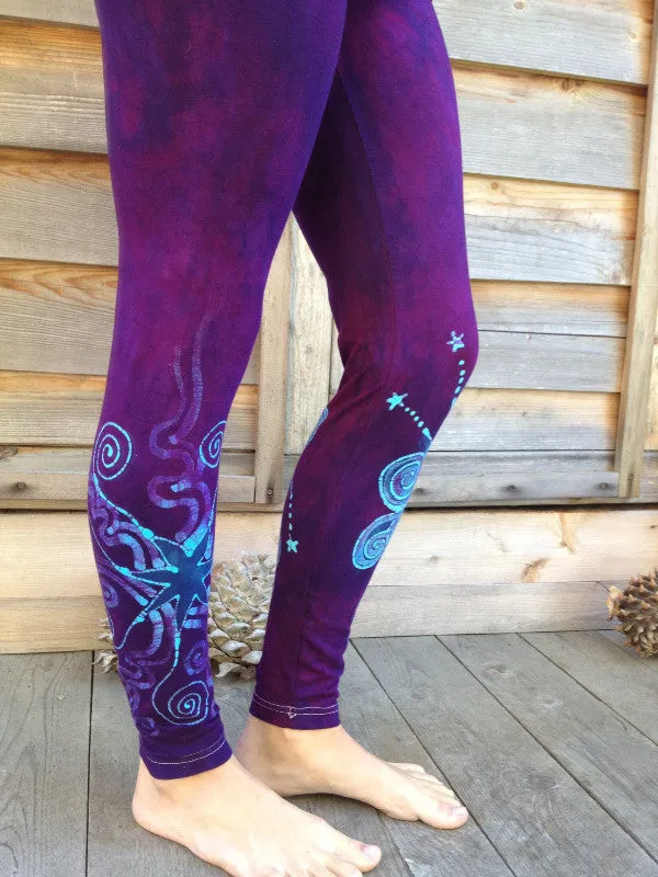 Purple Majesty Moon and Star Batik Leggings