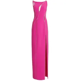 Rhinestone Hollow Out Sleeveless Slit Maxi Dress