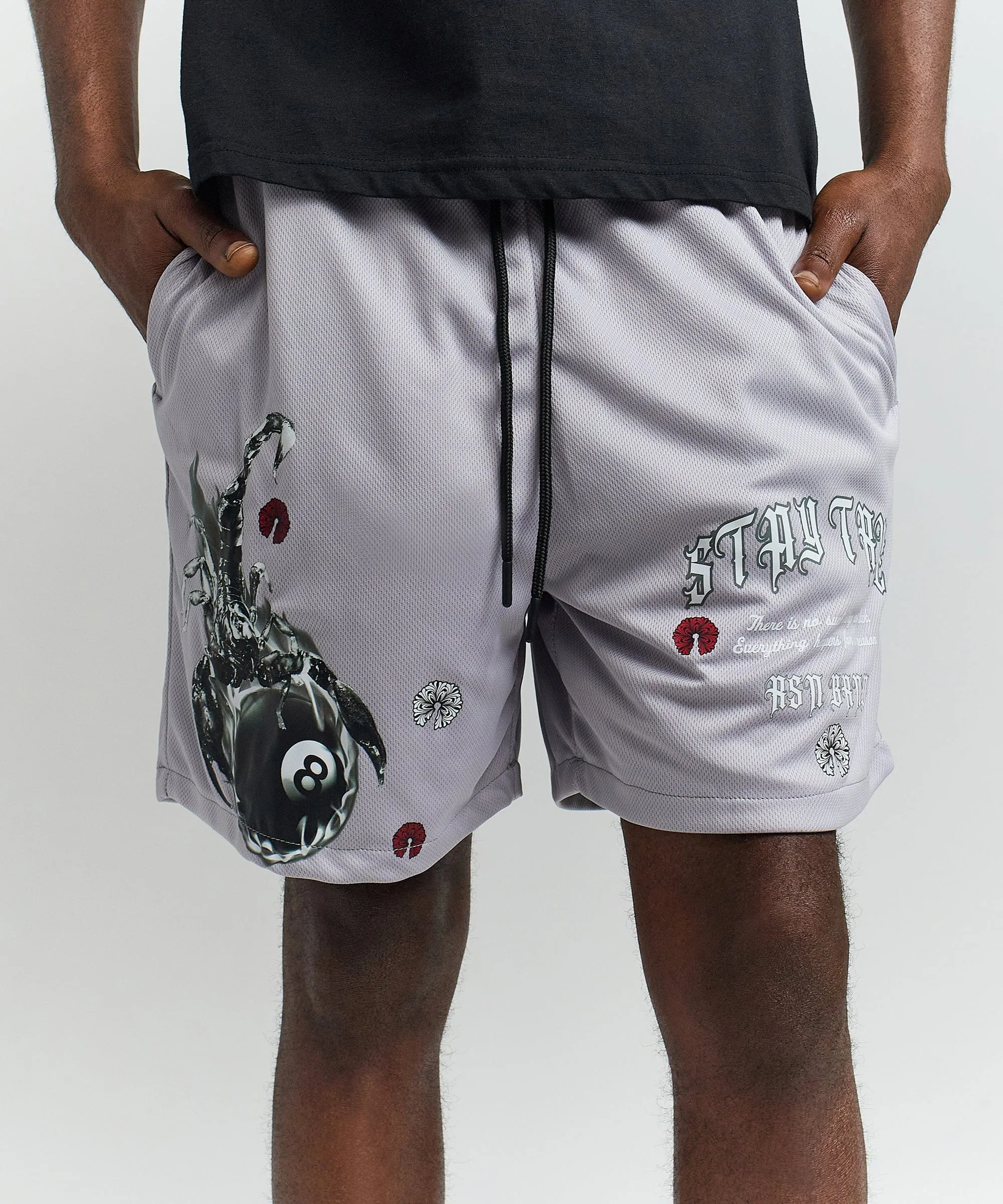 Stay True Multi Print Mesh Shorts - Grey