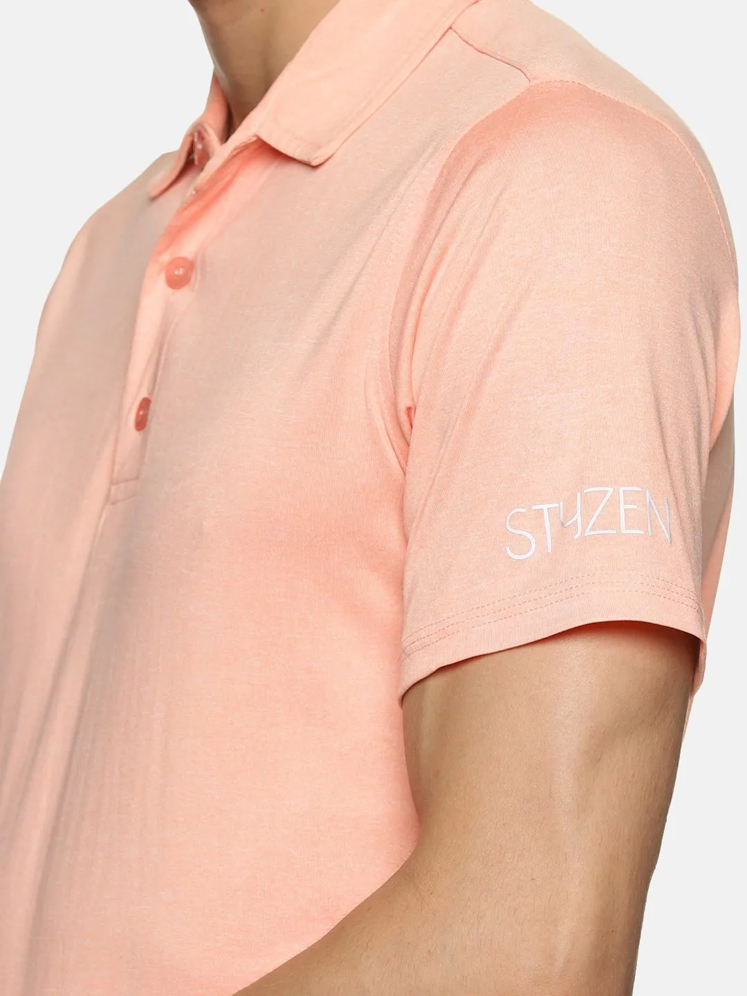 Styzen Mens Peach Golf Polo T- Shirt