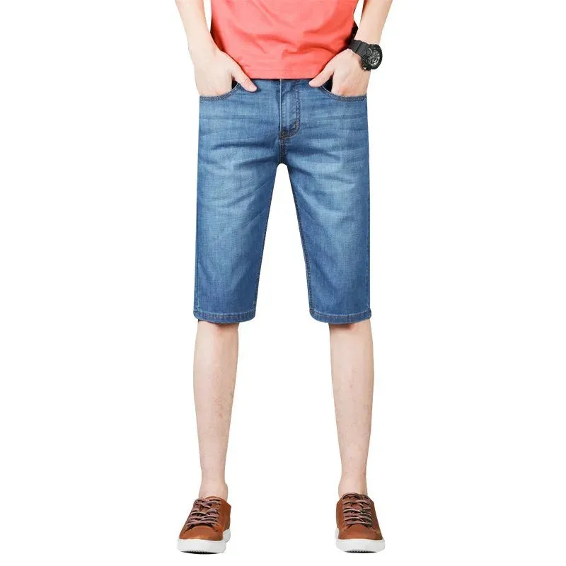 Summer Men Denim Short Jeans Thin Casual Fashion New Arrivals Short Pants Elastic Straight Daily Fashion Trousers