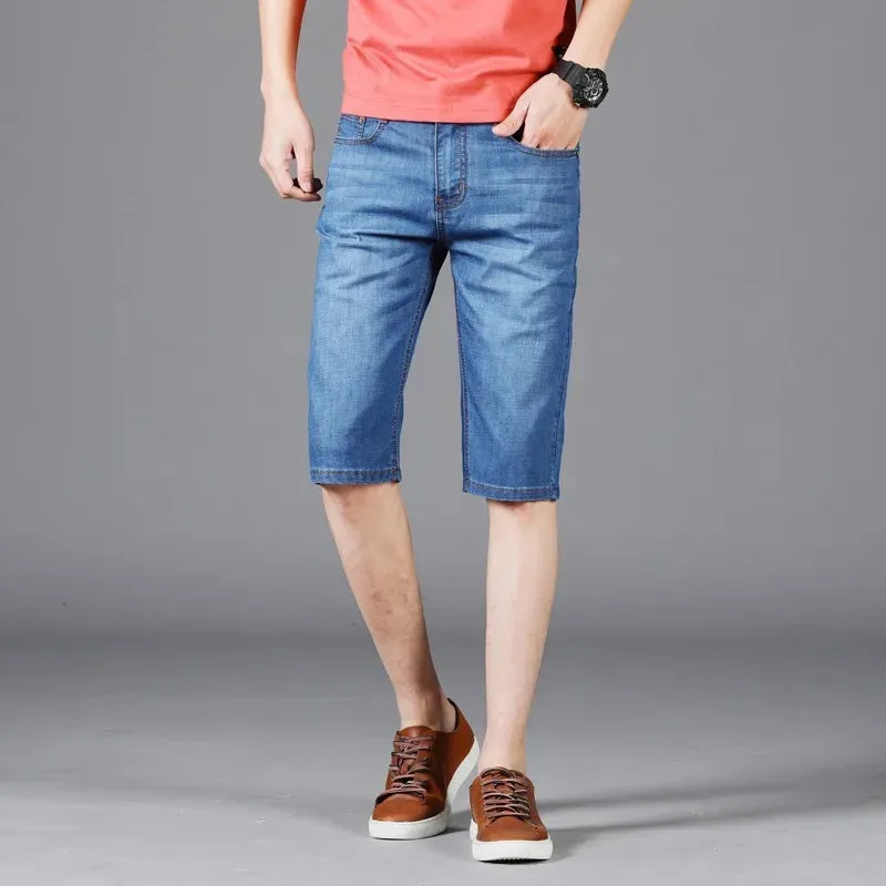 Summer Men Denim Short Jeans Thin Casual Fashion New Arrivals Short Pants Elastic Straight Daily Fashion Trousers