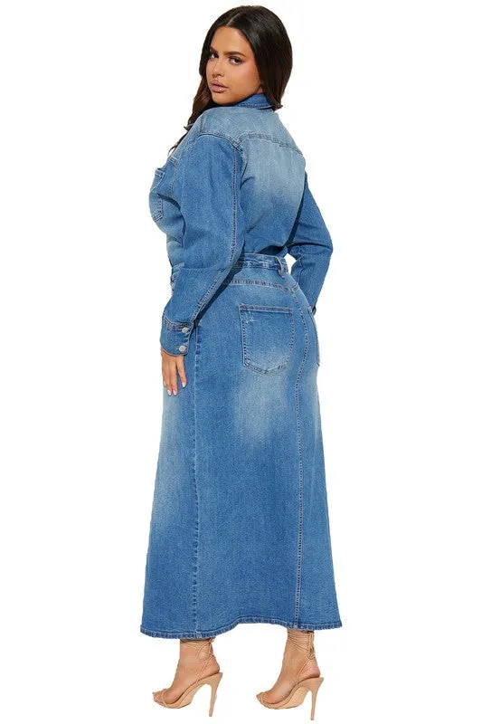 TEEK - ONE-PIECE DENIM LONG MAXI DRESS