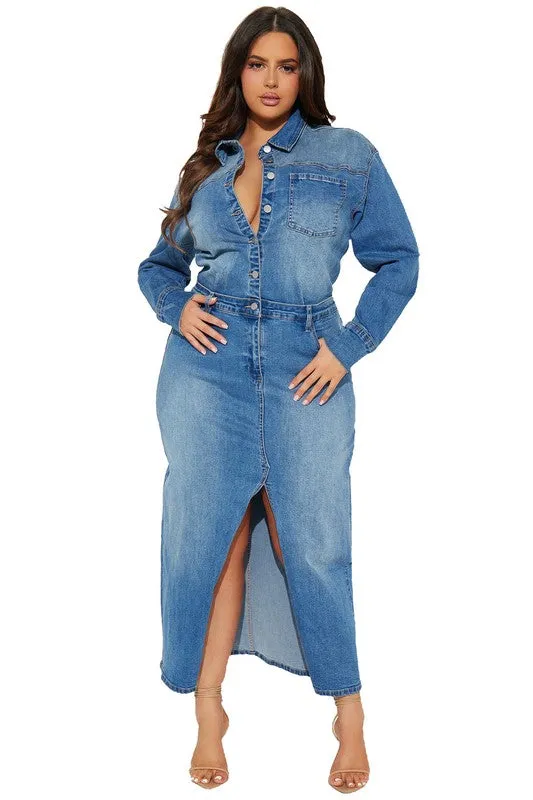 TEEK - ONE-PIECE DENIM LONG MAXI DRESS