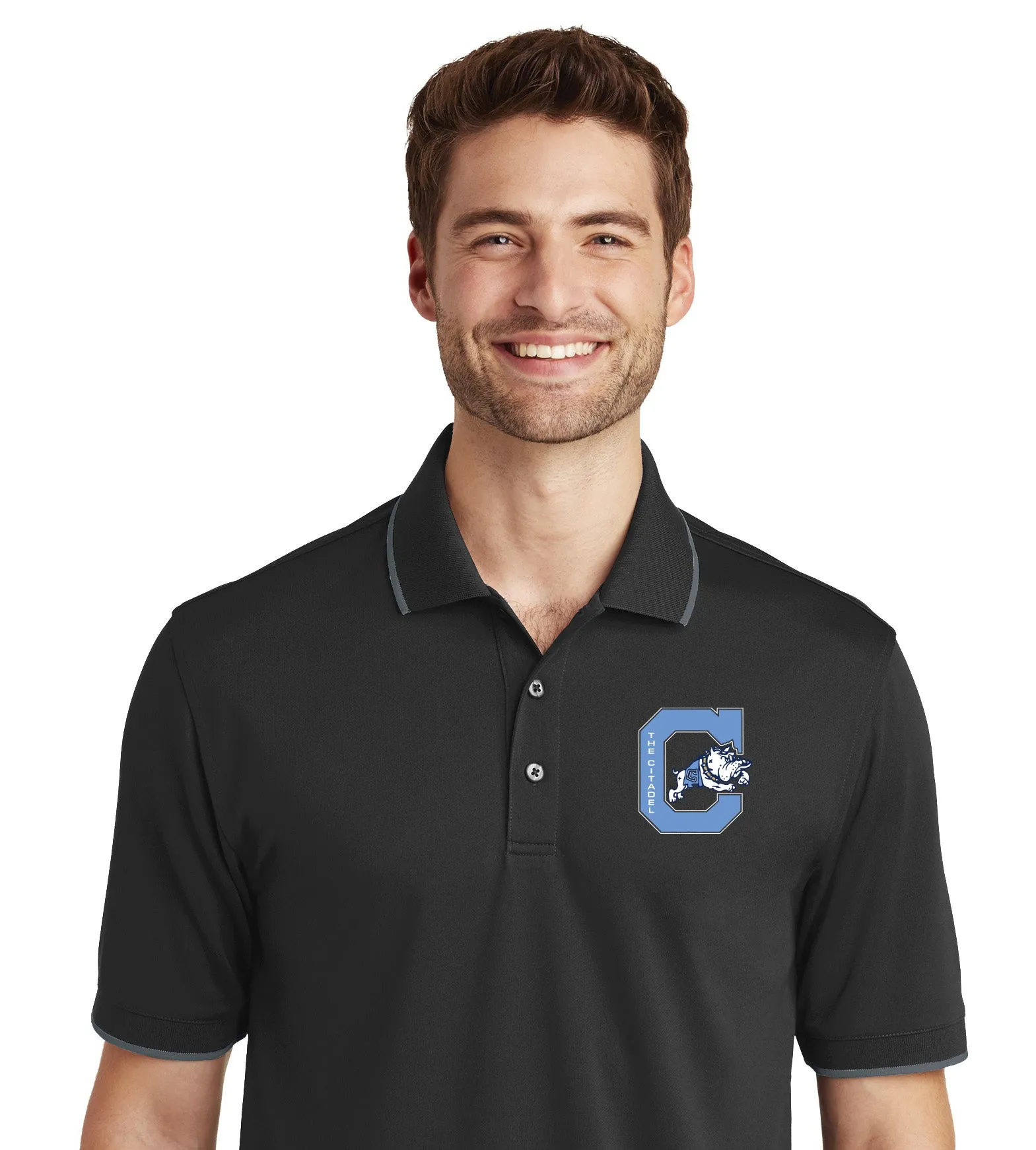 The Citadel Block C Jumping Bulldog UV Micro-Mesh Tipped Polo Shirt