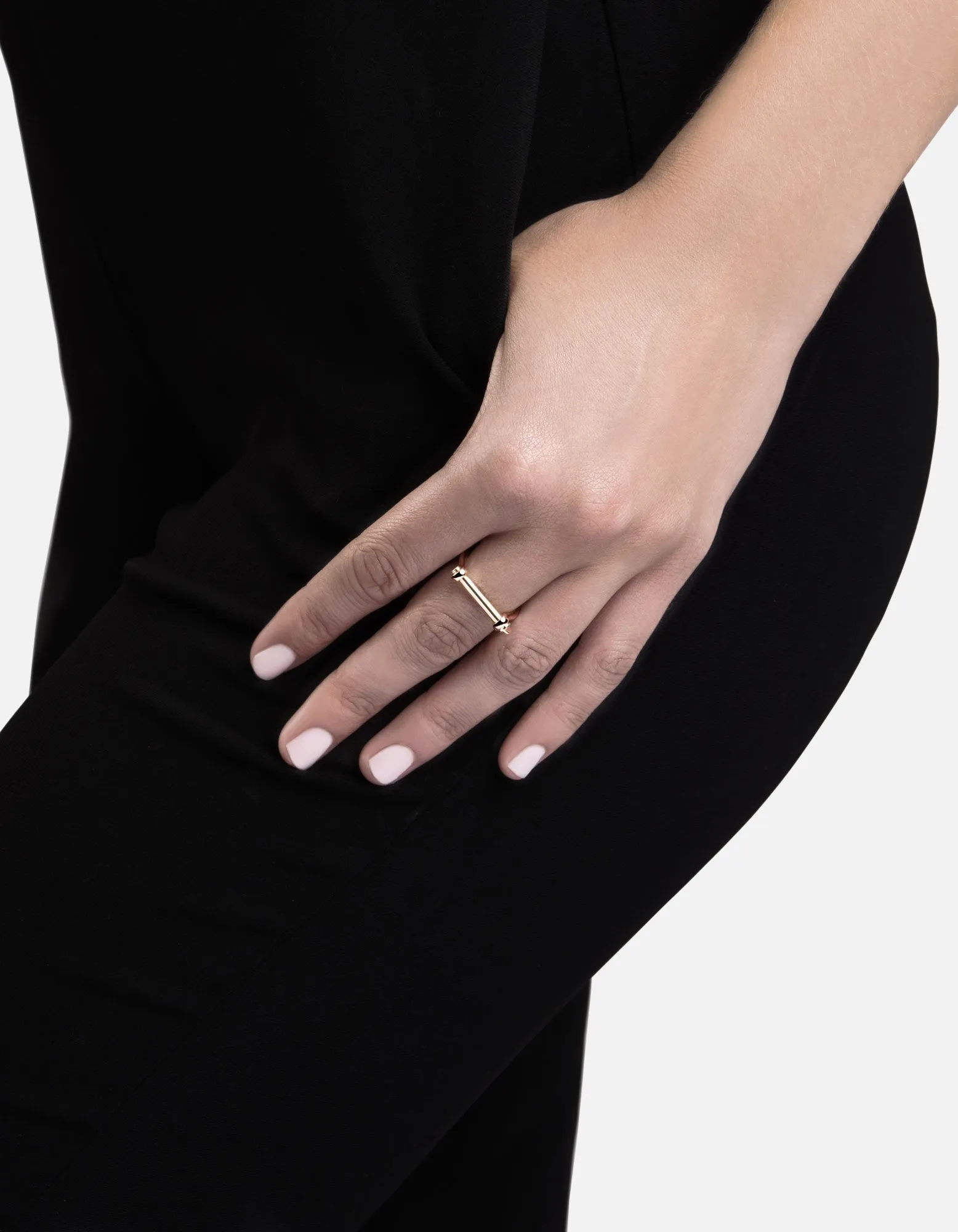 Thin Screw Cuff Ring, 10k Rose Gold