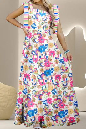 Tied Floral Sleeveless Maxi Dress