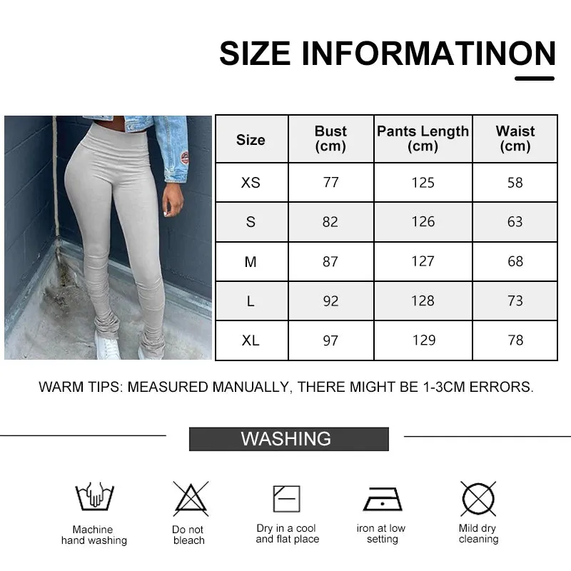 Tight Fitting High Waisted Jogging 2023  Women Y2K Pencil  Pants New Solid Color Ruched Stacked Sweatpants Fashionable Casual