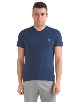 U.S. Polo Assn. Casual Short Sleeve V-Neck T-Shirt Blue