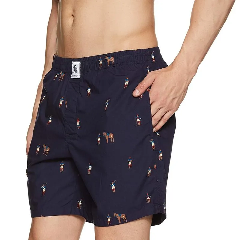 US Polo Printed Blue Cotton Boxers Shorts for Men