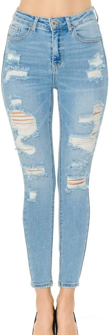 Wax Women's Push-Up 3 Button Skinny True Stretch Jean Butt I Love!