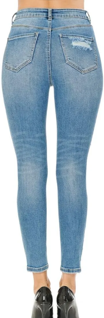 Wax Women's Push-Up 3 Button Skinny True Stretch Jean Butt I Love!