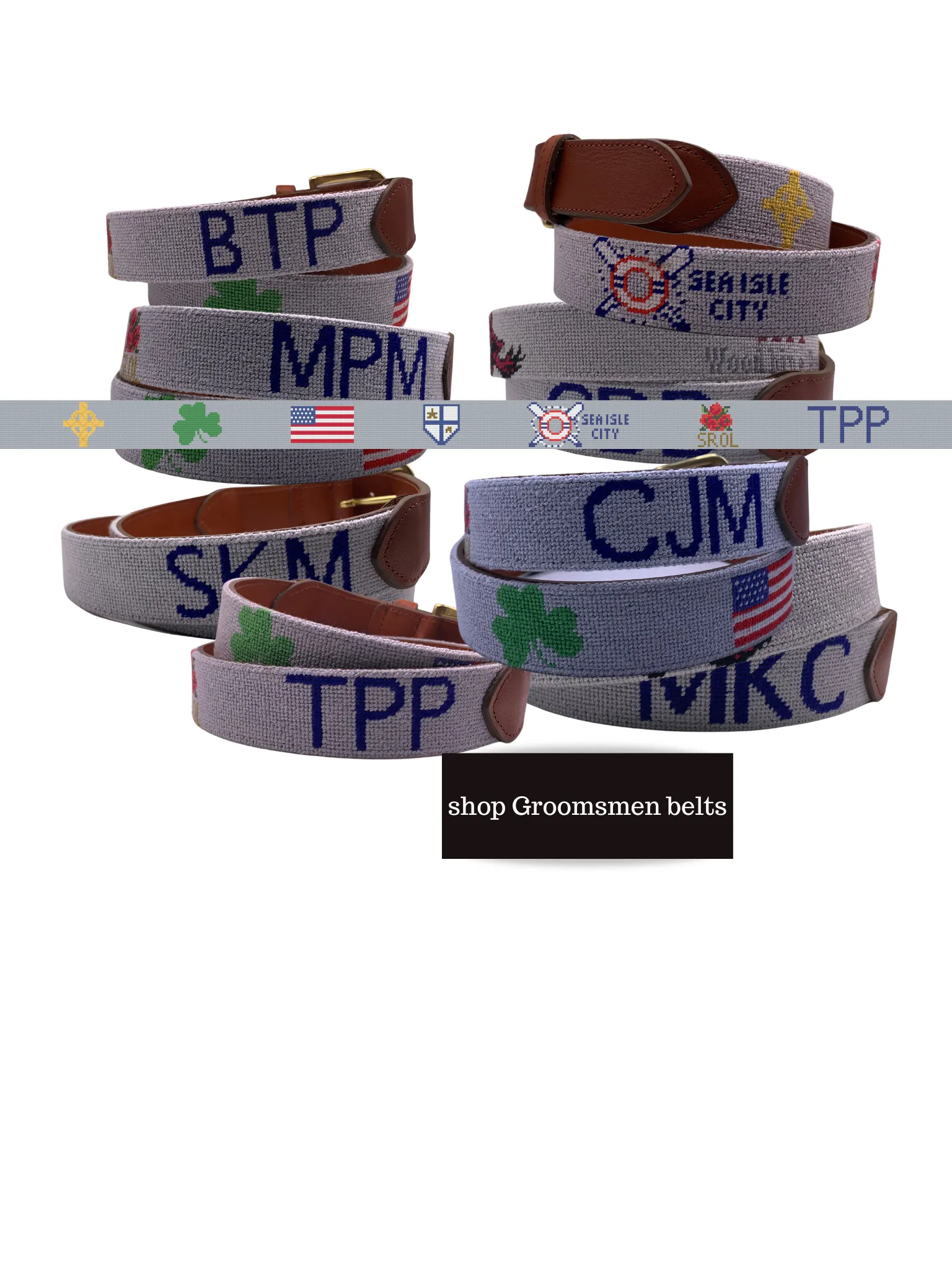 Wedding Custom Groomsmen Needlepoint Belts