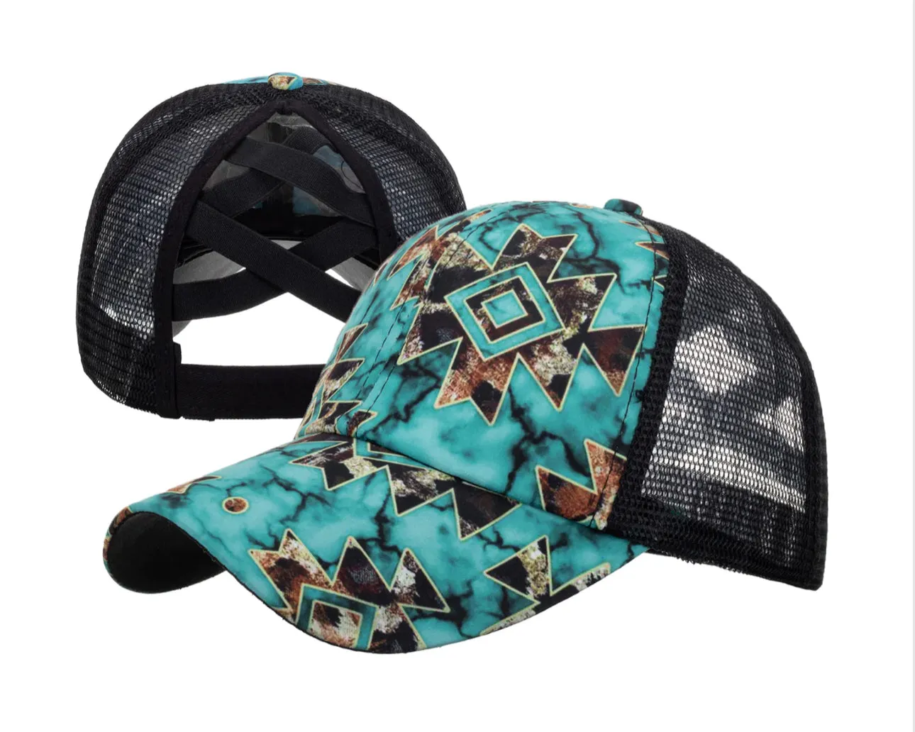 Western Style Criss Cross Ponytail Baseball Hats