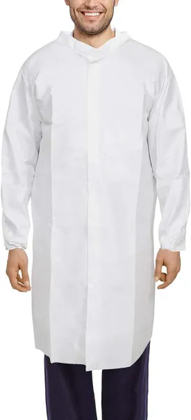 White Disposable Lab Coats. Pack of 60 Unisex Lab Coats Large. Blend