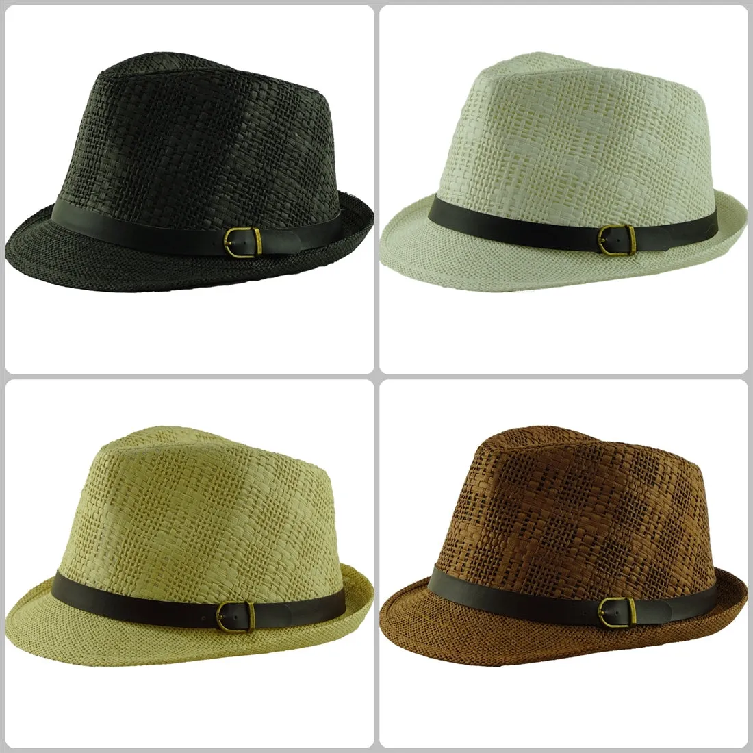 Wholesale Natural Straw Fedora Hats Unisex H59351