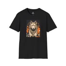 Wolf with Flowers, Soft 100% Cotton T-Shirt, Unisex, Short Sleeve, Classic Fit